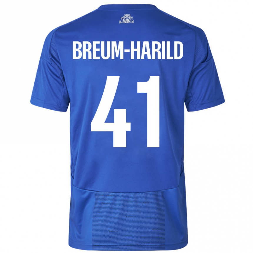 Vaikiškas Tobias Breum-Harild #41 Balta Mėlyna Išvykos Marškinėliai 2024/25 T-Shirt