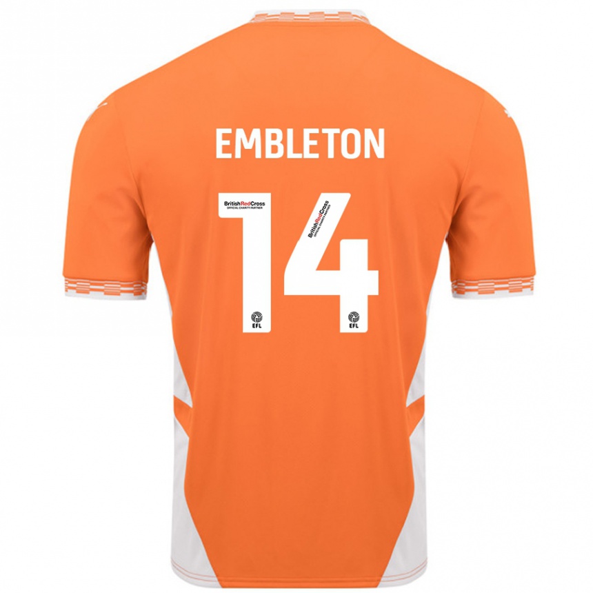 Vyrai Elliot Embleton #14 Oranžinė Balta Namų Marškinėliai 2024/25 T-Shirt