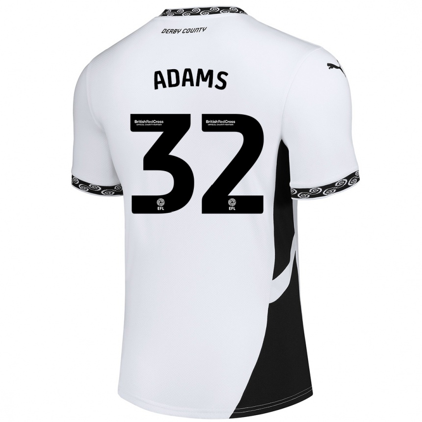 Vyrai Ebou Adams #32 Balta Juoda Namų Marškinėliai 2024/25 T-Shirt