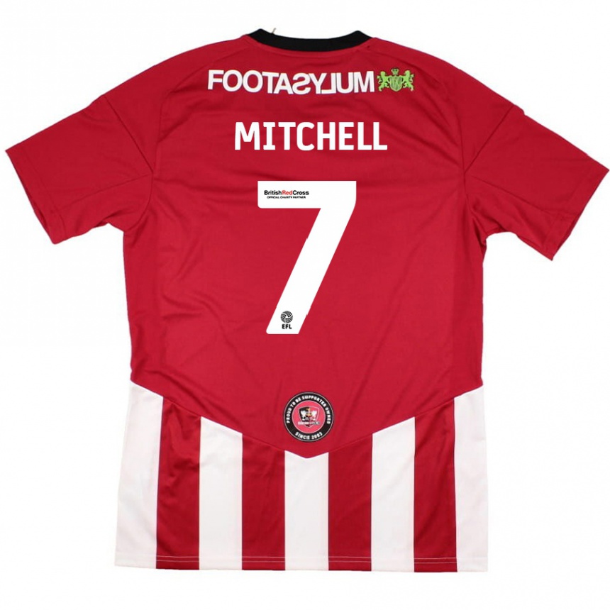 Vyrai Demetri Mitchell #7 Raudona Balta Namų Marškinėliai 2024/25 T-Shirt