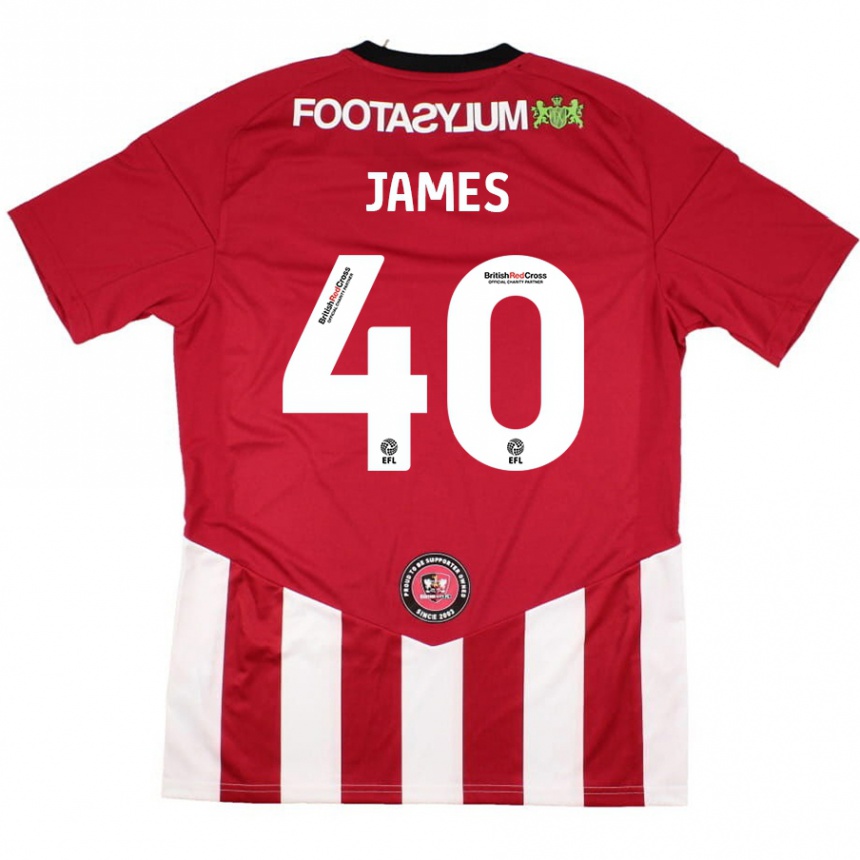 Vyrai Ed James #40 Raudona Balta Namų Marškinėliai 2024/25 T-Shirt