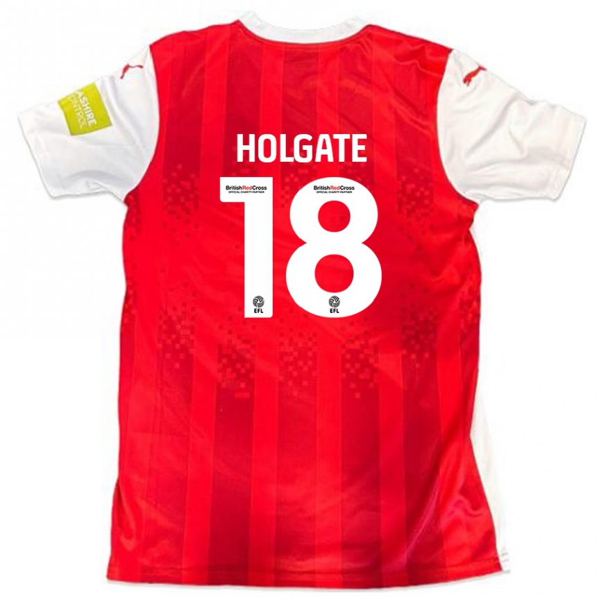 Vyrai Harrison Holgate #18 Raudona Balta Namų Marškinėliai 2024/25 T-Shirt