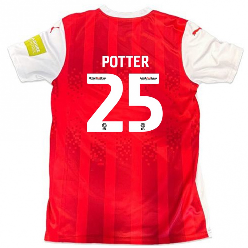 Vyrai Finley Potter #25 Raudona Balta Namų Marškinėliai 2024/25 T-Shirt