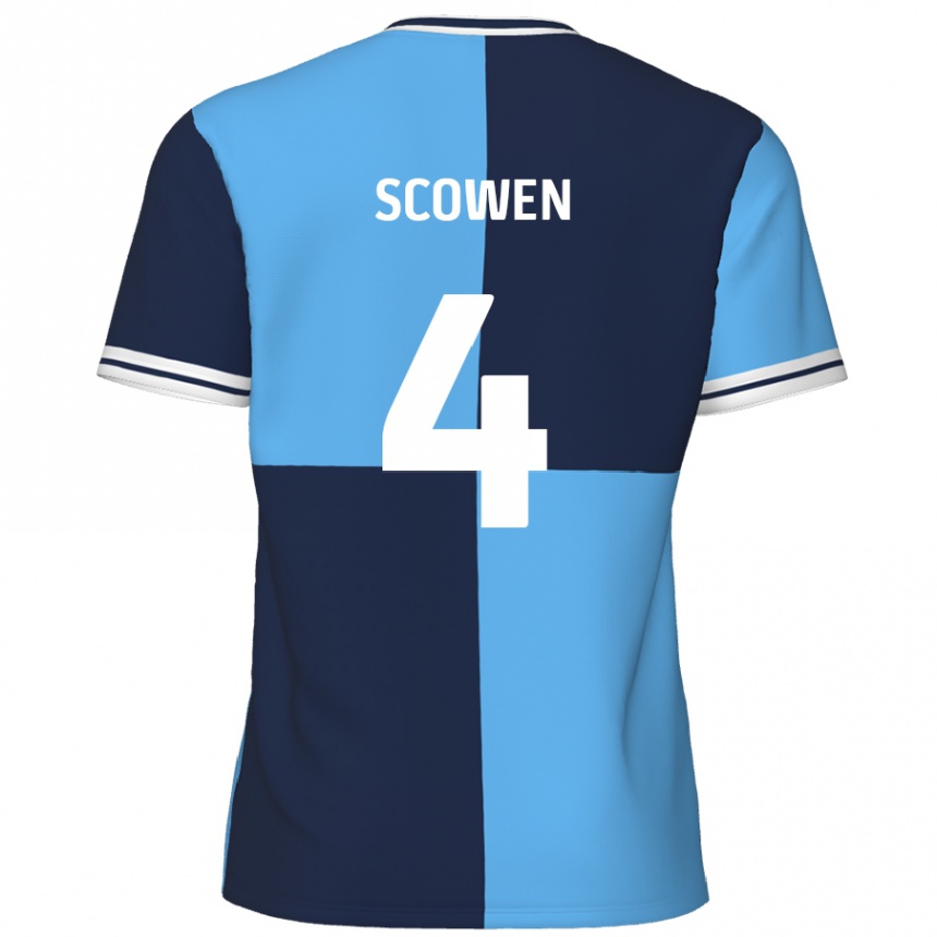 Vyrai Josh Scowen #4 Dangaus Mėlyna Tamsiai Mėlyna Namų Marškinėliai 2024/25 T-Shirt