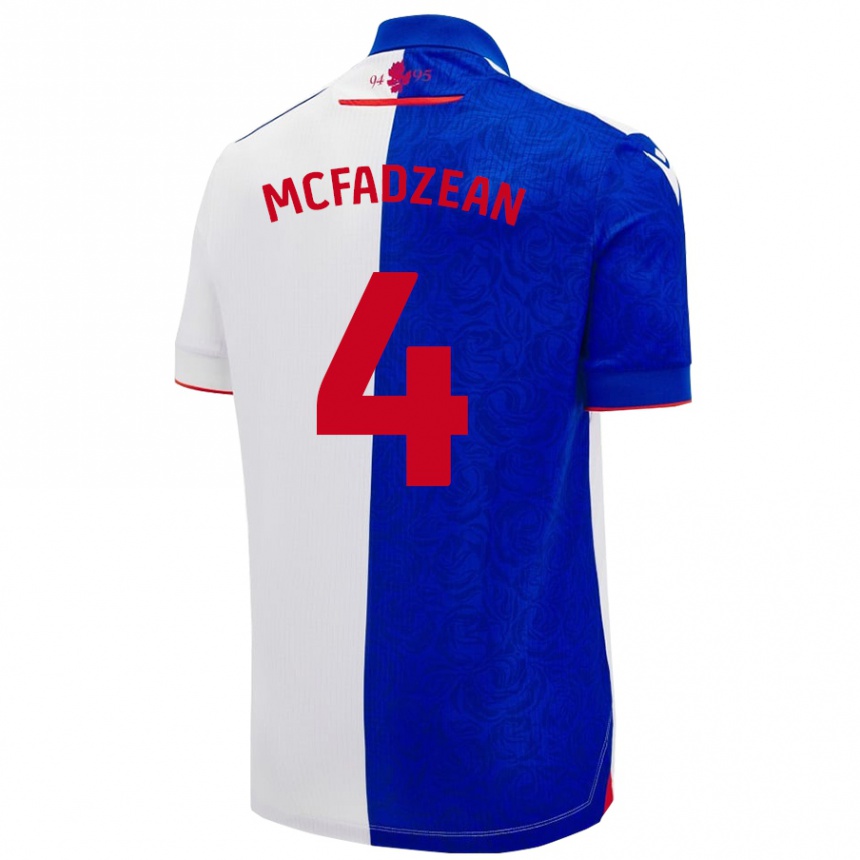 Vyrai Kyle Mcfadzean #4 Dangaus Mėlyna Balta Namų Marškinėliai 2024/25 T-Shirt