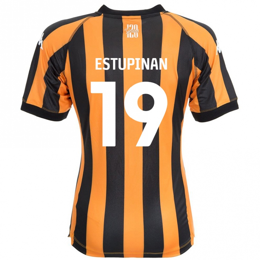 Vyrai Óscar Estupiñán #19 Juodasis Gintaras Namų Marškinėliai 2024/25 T-Shirt