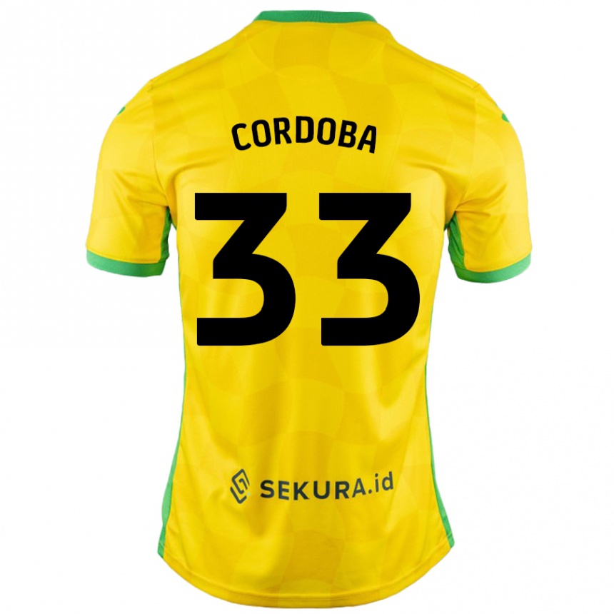 Vyrai José Córdoba #33 Geltona Žalia Namų Marškinėliai 2024/25 T-Shirt