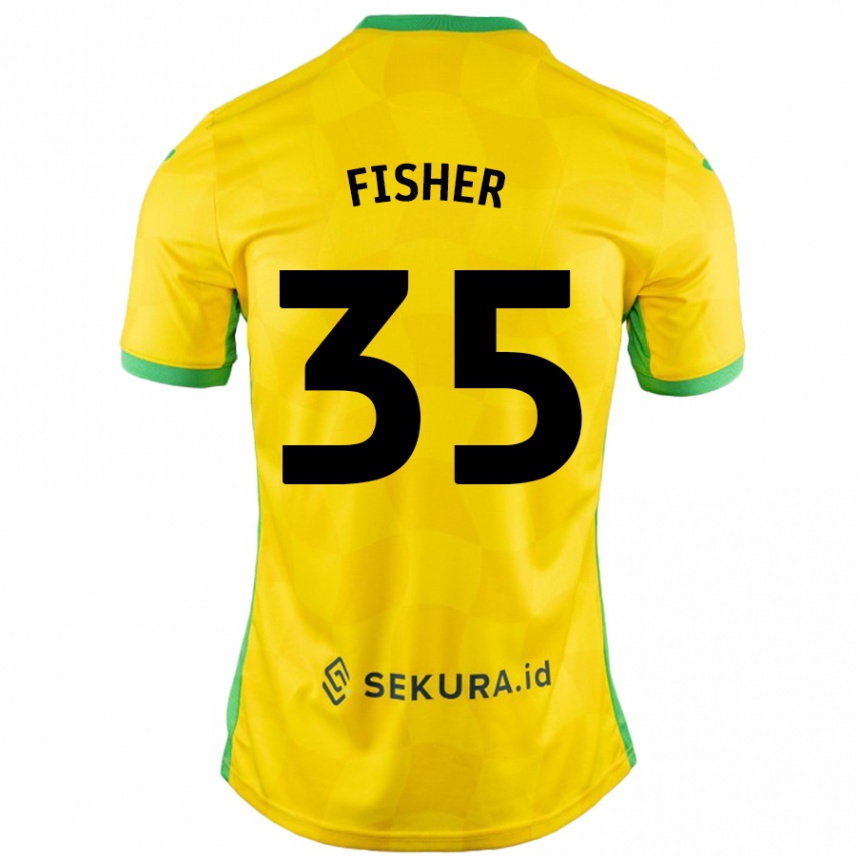 Vyrai Kellen Fisher #35 Geltona Žalia Namų Marškinėliai 2024/25 T-Shirt