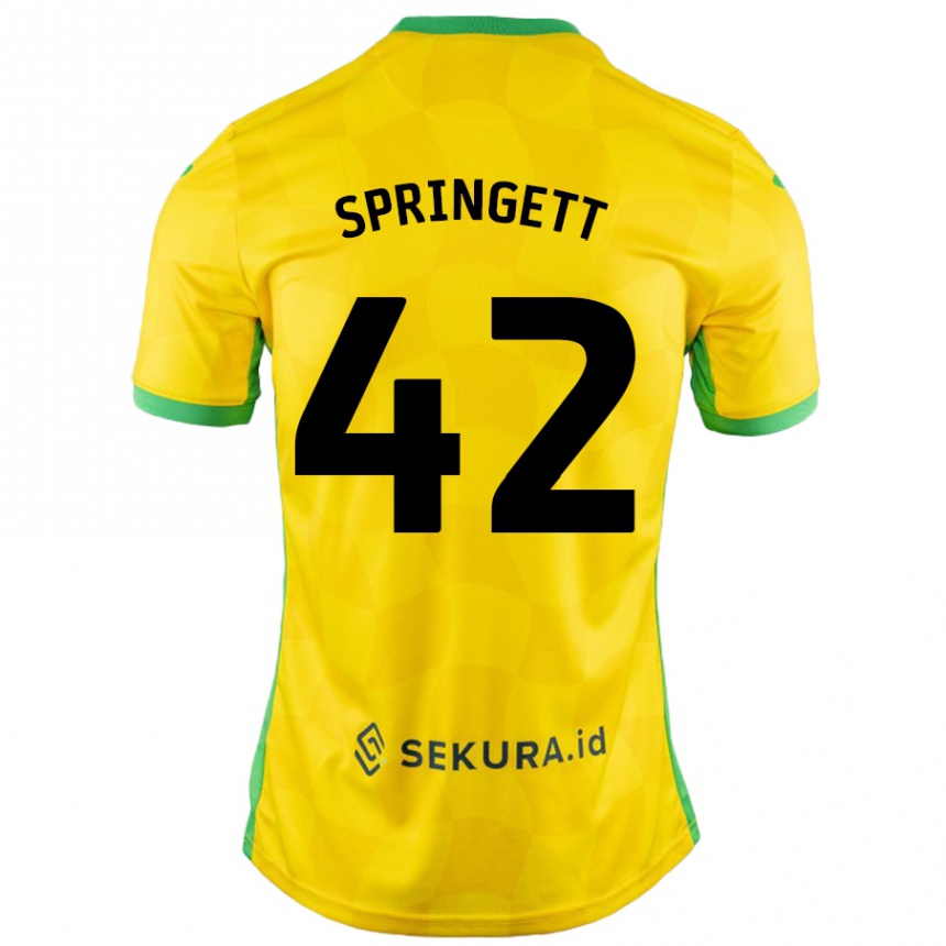 Vyrai Tony Springett #42 Geltona Žalia Namų Marškinėliai 2024/25 T-Shirt