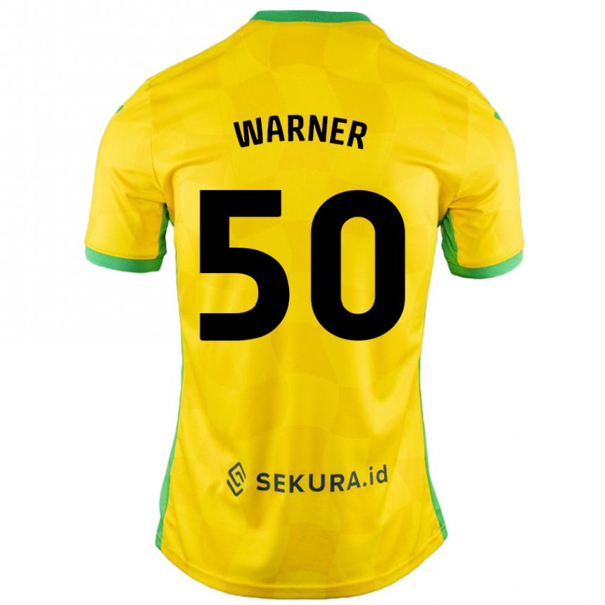 Vyrai Jaden Warner #50 Geltona Žalia Namų Marškinėliai 2024/25 T-Shirt