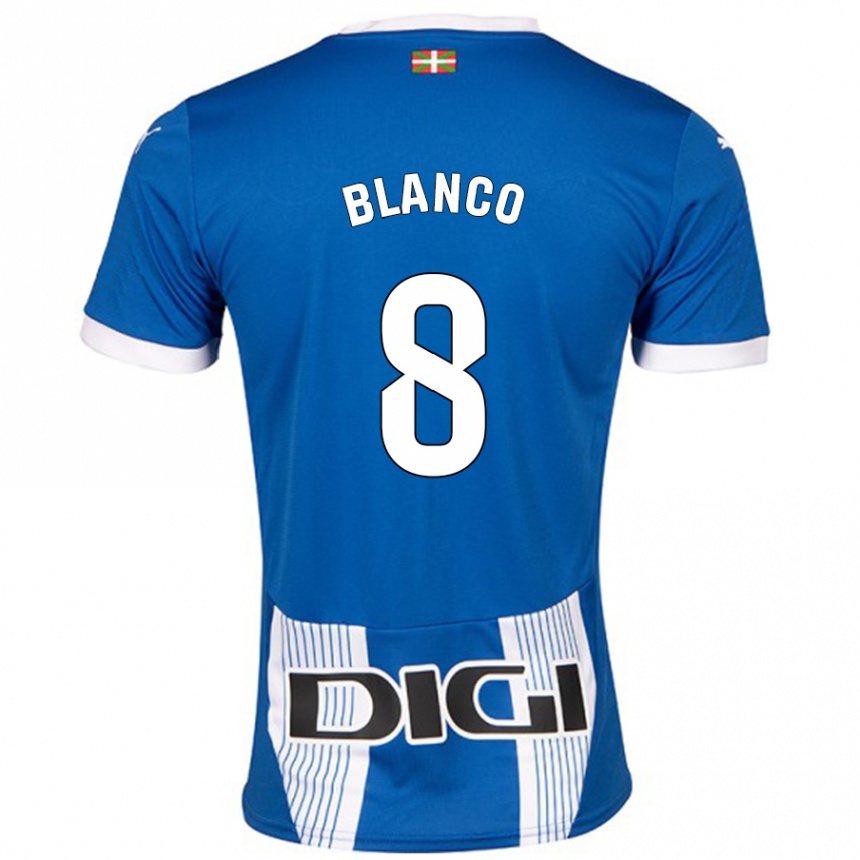 Vyrai Antonio Blanco #8 Mėlyna Namų Marškinėliai 2024/25 T-Shirt