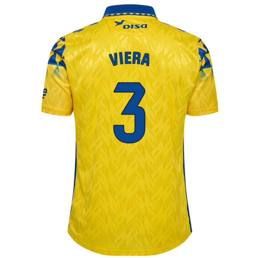 Vyrai Óliver Viera #3 Geltona Mėlyna Namų Marškinėliai 2024/25 T-Shirt