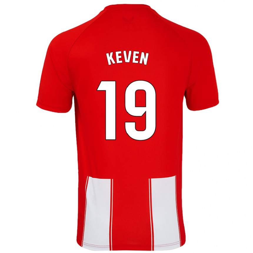 Vyrai Keven #19 Raudona Balta Namų Marškinėliai 2024/25 T-Shirt