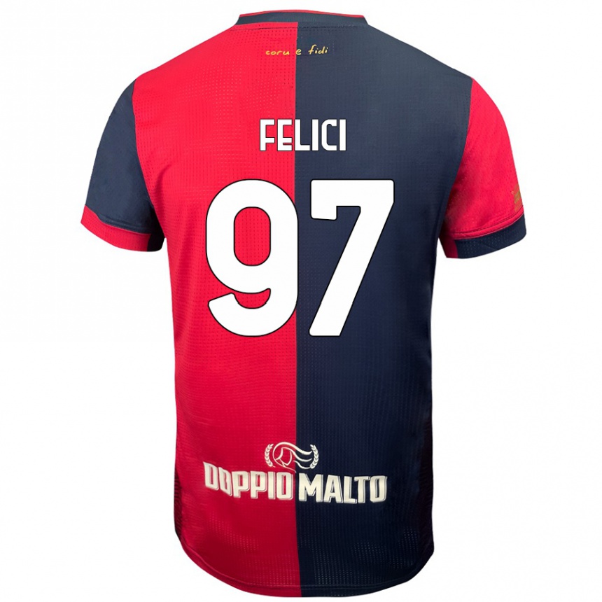 Vyrai Mattia Felici #97 Raudona Tamsesnė Mėlyna Namų Marškinėliai 2024/25 T-Shirt