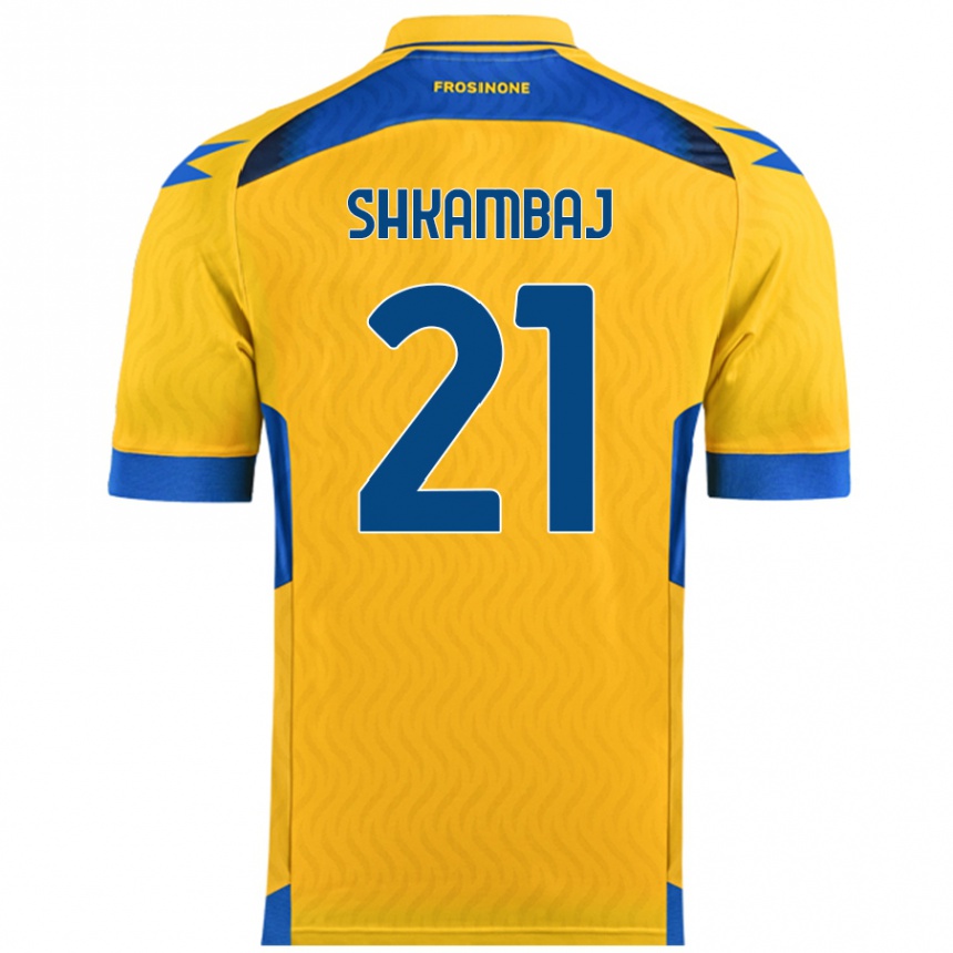 Vyrai Ardit Shkambaj #21 Geltona Namų Marškinėliai 2024/25 T-Shirt