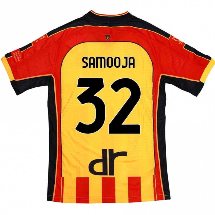 Vyrai Jasper Samooja #32 Geltona Raudona Namų Marškinėliai 2024/25 T-Shirt