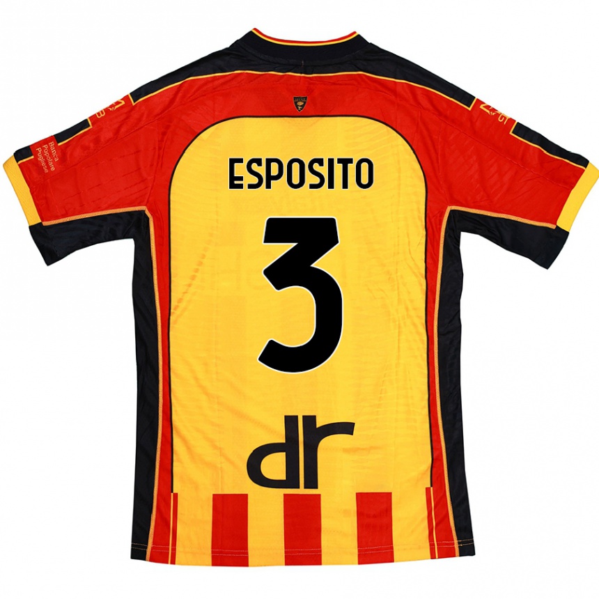 Vyrai Sebastian Esposito #3 Geltona Raudona Namų Marškinėliai 2024/25 T-Shirt