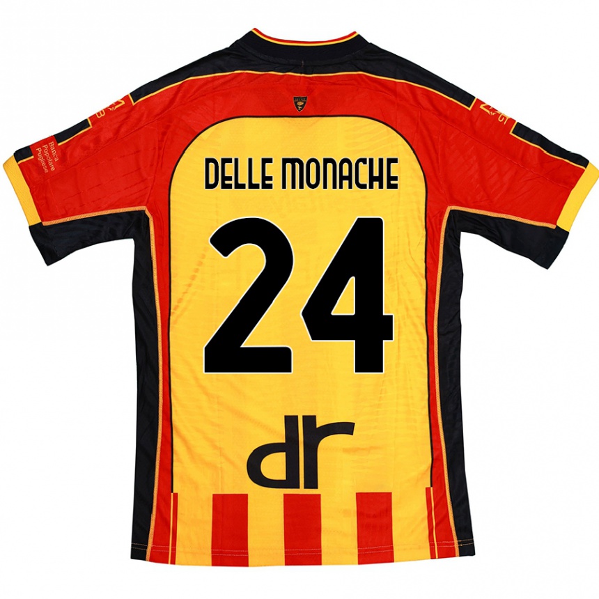 Vyrai Marco Delle Monache #24 Geltona Raudona Namų Marškinėliai 2024/25 T-Shirt