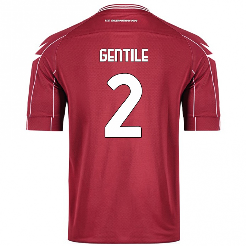 Vyrai Davide Gentile #2 Burgundija Namų Marškinėliai 2024/25 T-Shirt