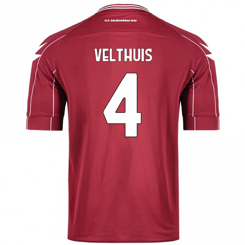 Vyrai Tijs Velthuis #4 Burgundija Namų Marškinėliai 2024/25 T-Shirt