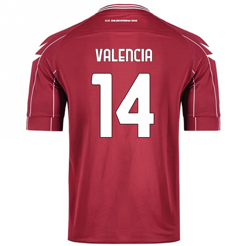 Vyrai Diego Valencia #14 Burgundija Namų Marškinėliai 2024/25 T-Shirt