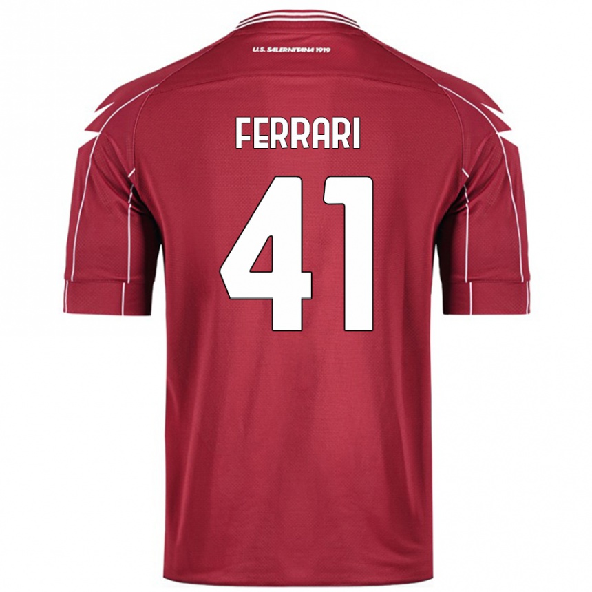 Vyrai Tommaso Ferrari #41 Burgundija Namų Marškinėliai 2024/25 T-Shirt