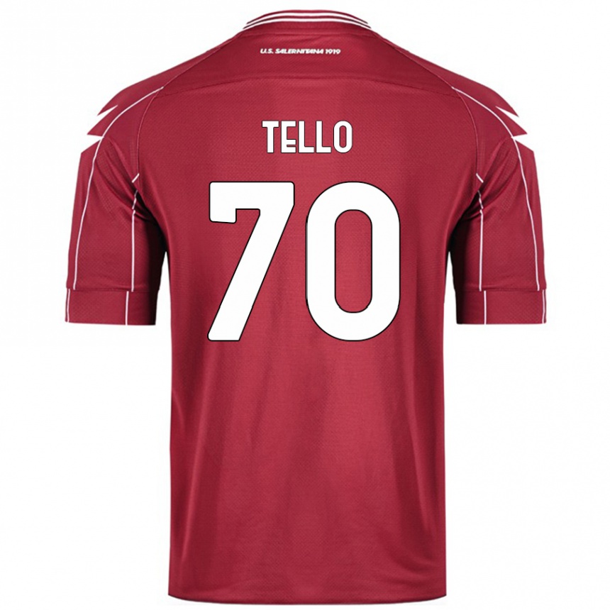 Vyrai Andrés Tello #70 Burgundija Namų Marškinėliai 2024/25 T-Shirt