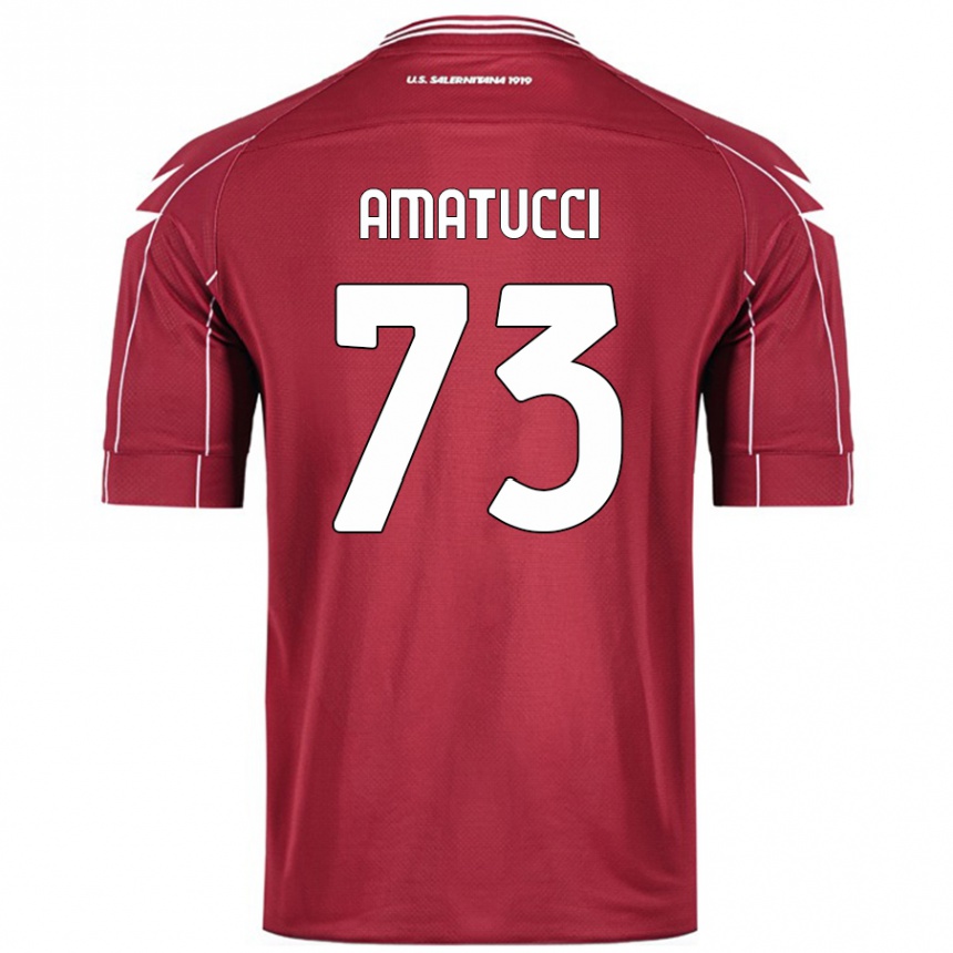 Vyrai Lorenzo Amatucci #73 Burgundija Namų Marškinėliai 2024/25 T-Shirt