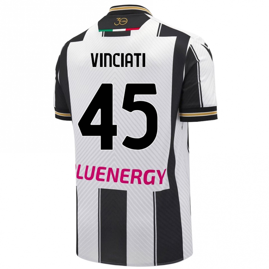 Vyrai Giulio Vinciati #45 Balta Juoda Namų Marškinėliai 2024/25 T-Shirt