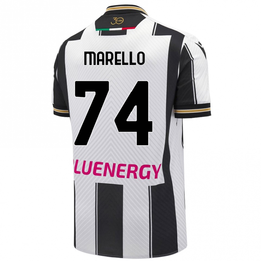 Vyrai Mattia Marello #74 Balta Juoda Namų Marškinėliai 2024/25 T-Shirt