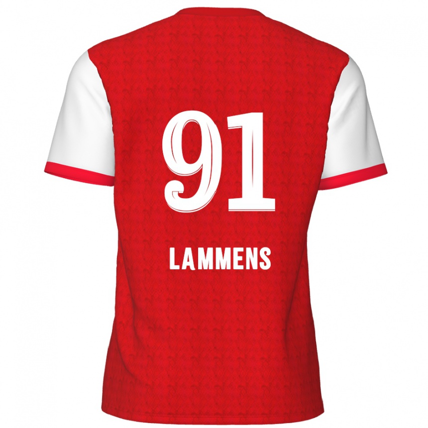 Vyrai Senne Lammens #91 Raudona Balta Namų Marškinėliai 2024/25 T-Shirt