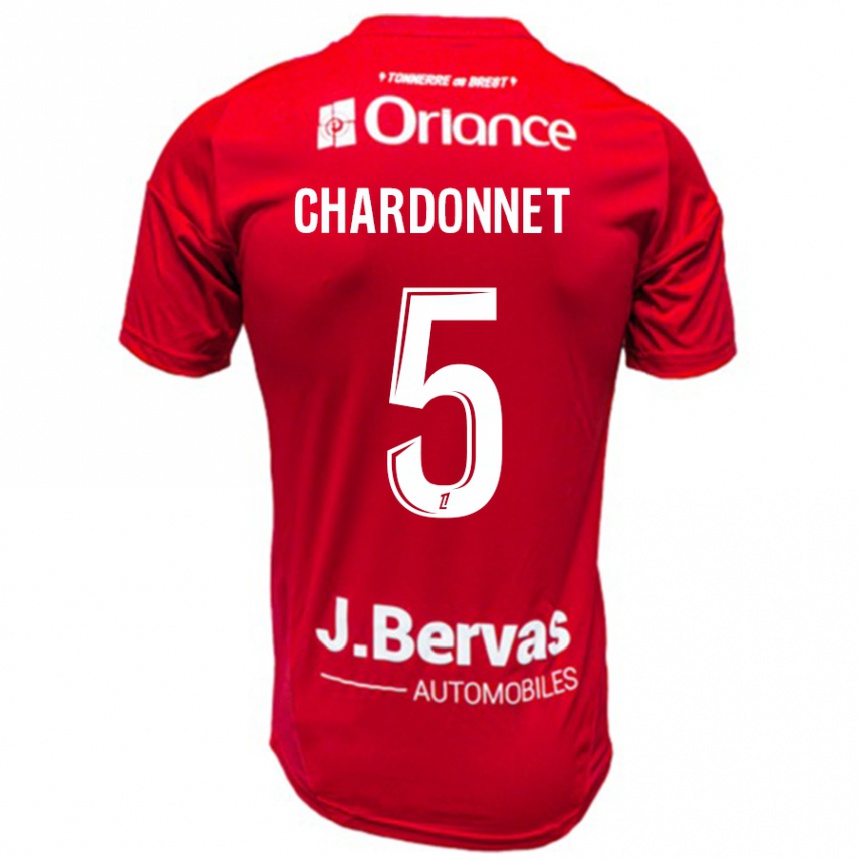 Vyrai Brendan Chardonnet #5 Raudona Balta Namų Marškinėliai 2024/25 T-Shirt