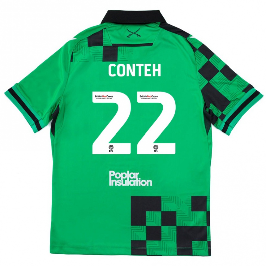 Vyrai Kamil Conteh #22 Žalia Juoda Išvykos Marškinėliai 2024/25 T-Shirt