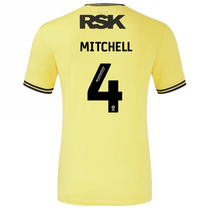 Vyrai Alex Mitchell #4 Geltona Juoda Išvykos Marškinėliai 2024/25 T-Shirt