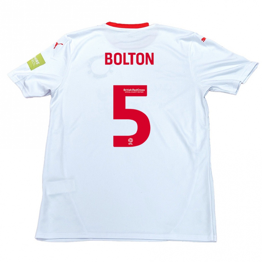 Vyrai James Bolton #5 Baltas Išvykos Marškinėliai 2024/25 T-Shirt