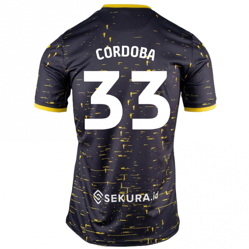 Vyrai José Córdoba #33 Juoda Geltona Išvykos Marškinėliai 2024/25 T-Shirt