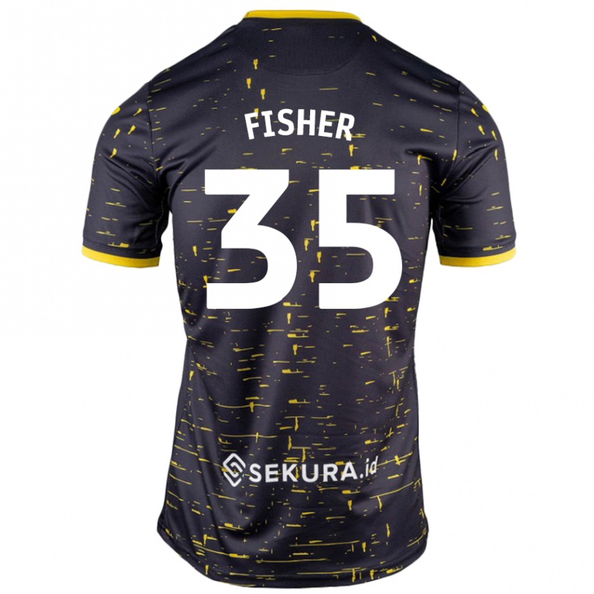 Vyrai Kellen Fisher #35 Juoda Geltona Išvykos Marškinėliai 2024/25 T-Shirt