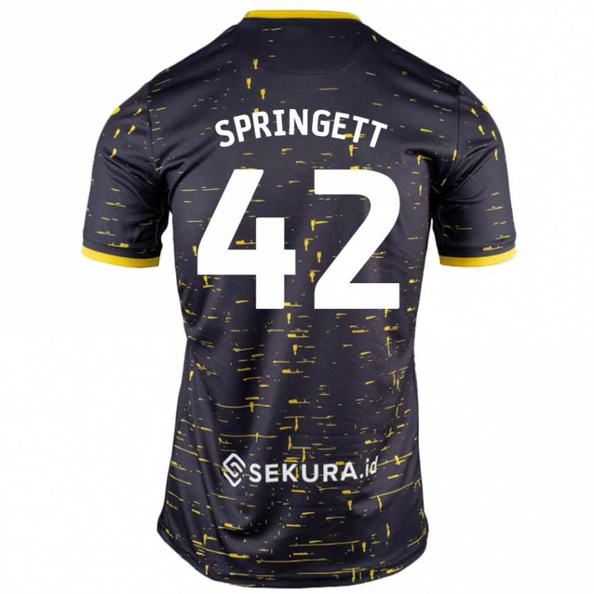 Vyrai Tony Springett #42 Juoda Geltona Išvykos Marškinėliai 2024/25 T-Shirt