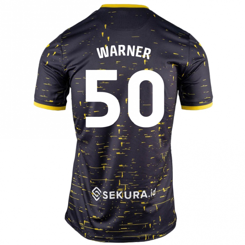 Vyrai Jaden Warner #50 Juoda Geltona Išvykos Marškinėliai 2024/25 T-Shirt