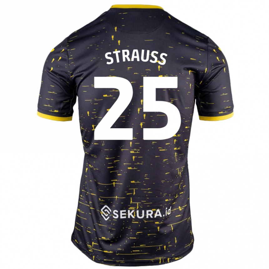 Vyrai Hope Strauss #25 Juoda Geltona Išvykos Marškinėliai 2024/25 T-Shirt