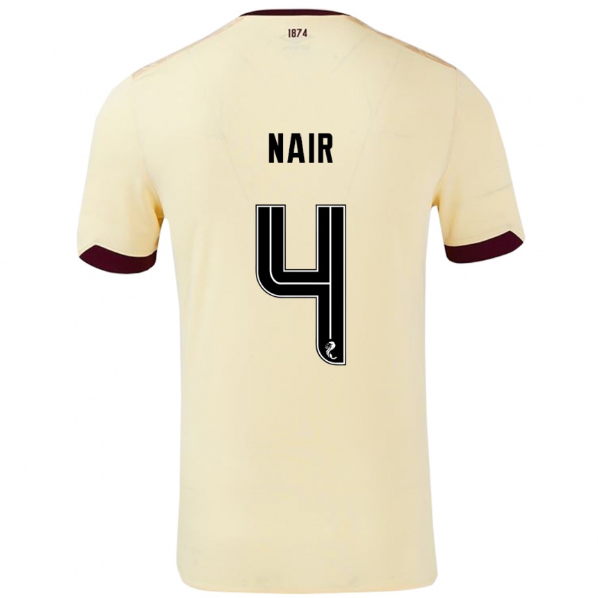 Vyrai Kenzi Nair #4 Kreminė Bordo Išvykos Marškinėliai 2024/25 T-Shirt