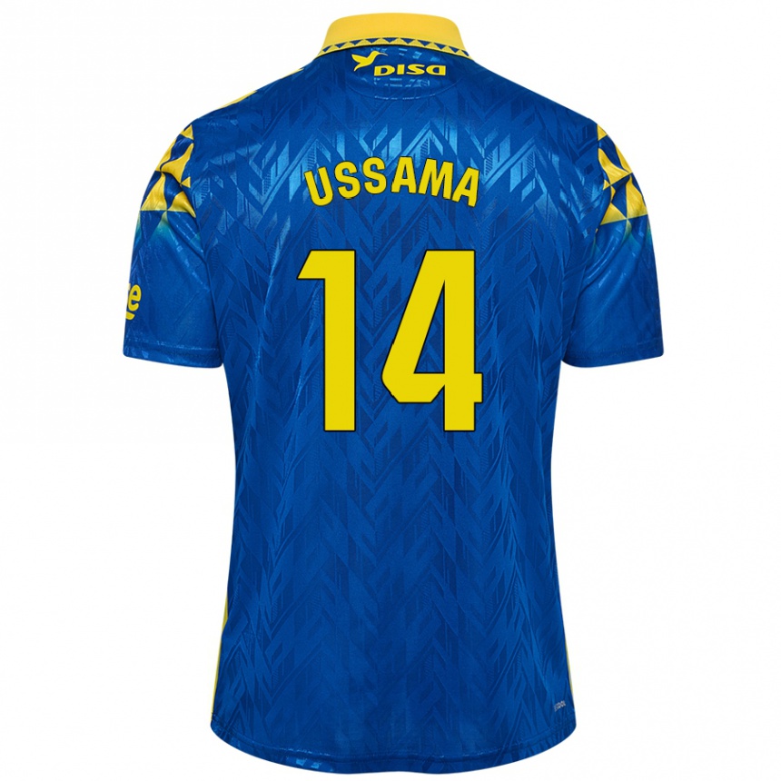 Vyrai Ussama #14 Mėlyna Geltona Išvykos Marškinėliai 2024/25 T-Shirt