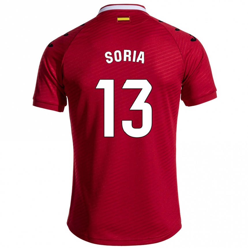 Vyrai David Soria #13 Tamsiai Raudona Išvykos Marškinėliai 2024/25 T-Shirt