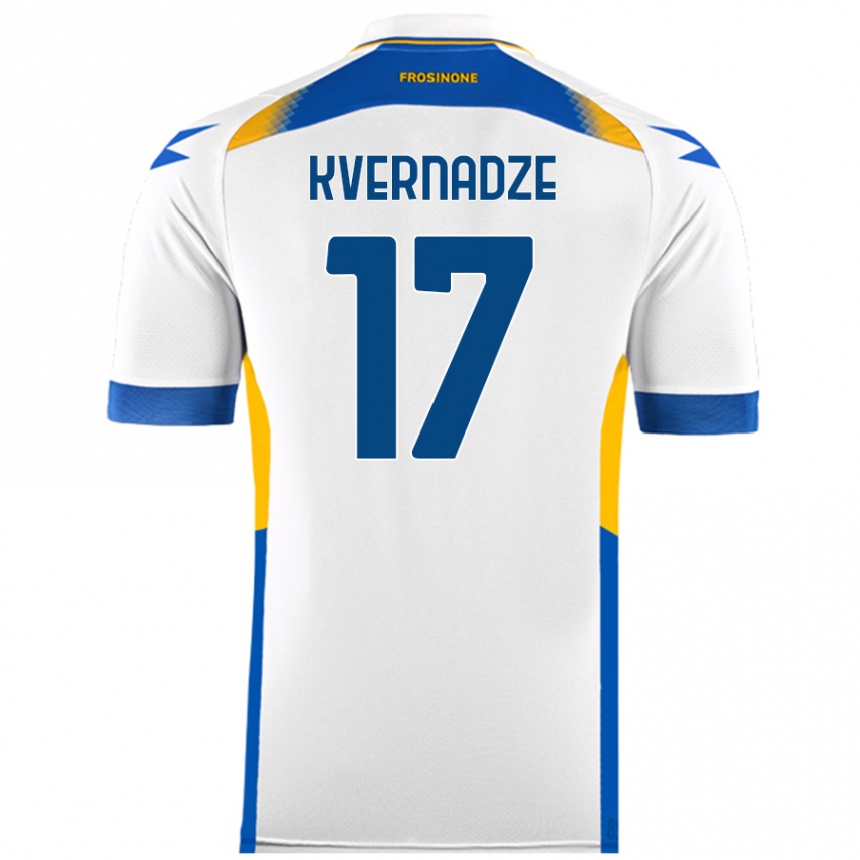 Vyrai Giorgi Kvernadze #17 Baltas Išvykos Marškinėliai 2024/25 T-Shirt