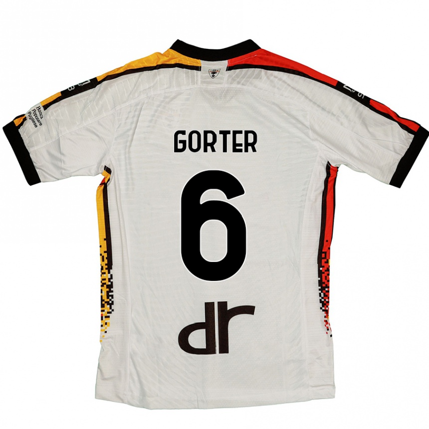 Vyrai Olaf Gorter #6 Balta Juoda Išvykos Marškinėliai 2024/25 T-Shirt