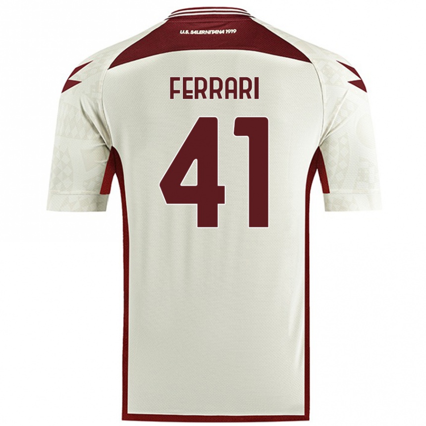 Vyrai Tommaso Ferrari #41 Kreminė Spalva Išvykos Marškinėliai 2024/25 T-Shirt