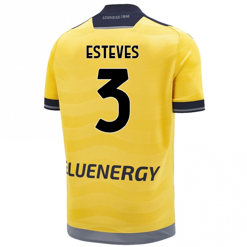 Vyrai Gonçalo Esteves #3 Auksinis Išvykos Marškinėliai 2024/25 T-Shirt