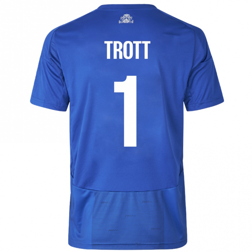 Vyrai Nathan Trott #1 Balta Mėlyna Išvykos Marškinėliai 2024/25 T-Shirt