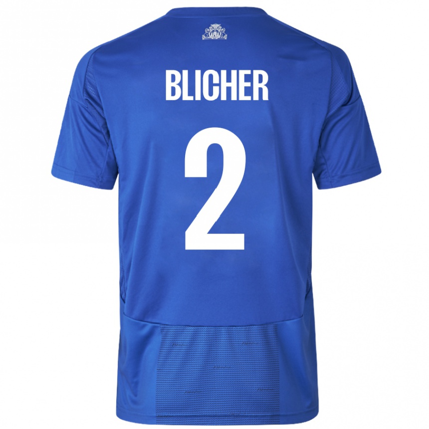 Vyrai Nicolai Blicher #2 Balta Mėlyna Išvykos Marškinėliai 2024/25 T-Shirt