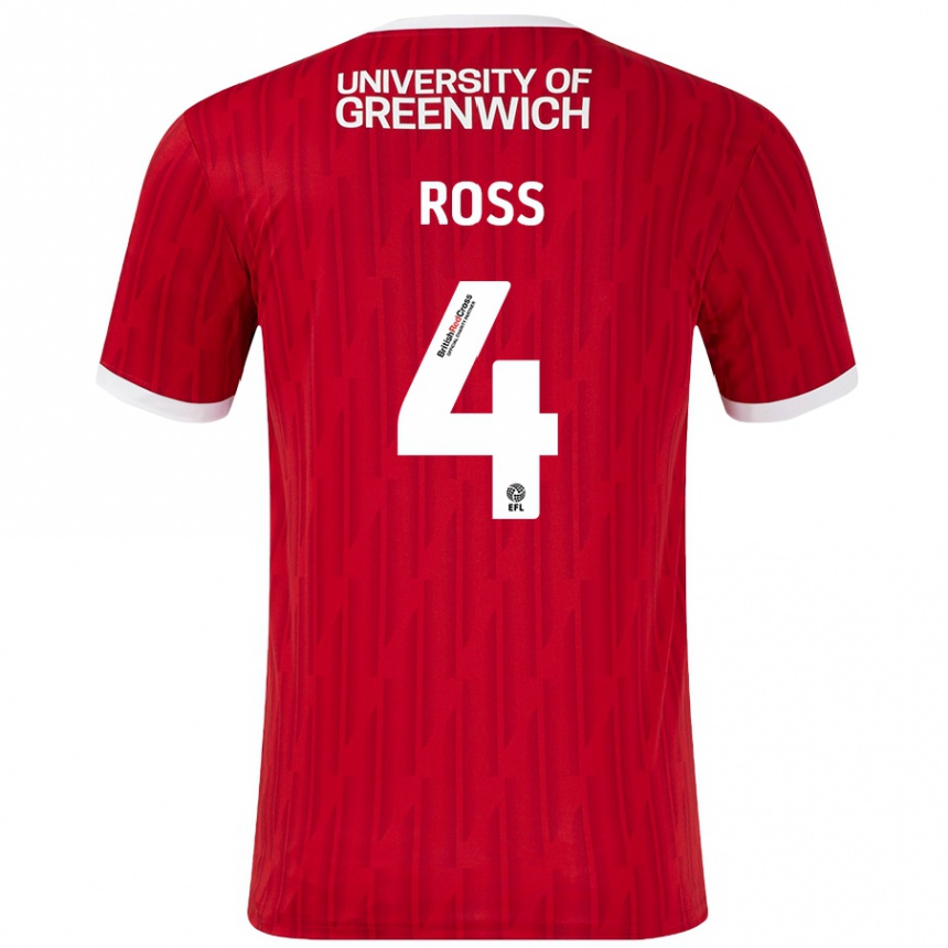 Moteriškas Mia Ross #4 Raudona Balta Namų Marškinėliai 2024/25 T-Shirt